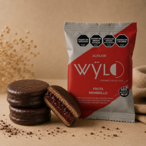 ALFAJOR WŸLO · CHOCOLATE NEGRO · FRUTA MEMBRILLO